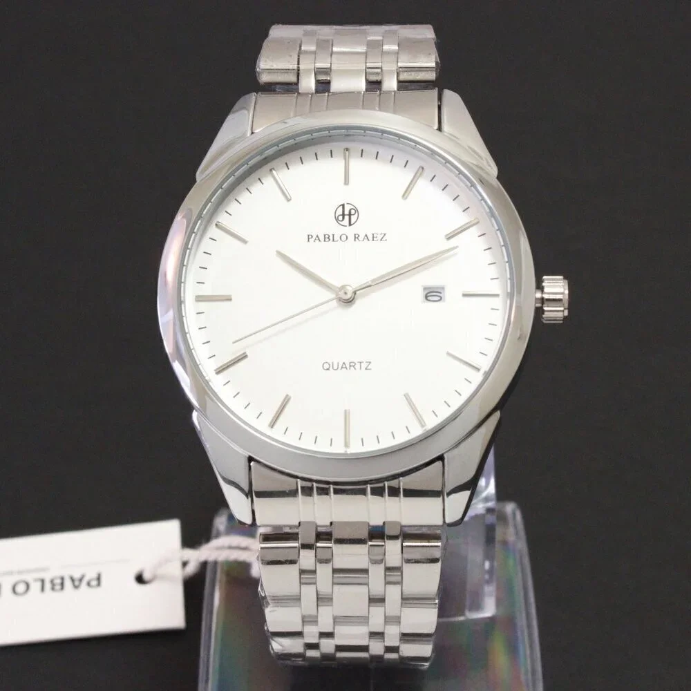 Men's Casual Fashion Watch Silver Tone Butterfly Clasp 40mm